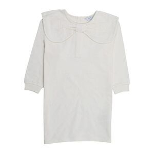 Miso Childrens/Kids Bow Crew Neck 3/4 Sleeve Sweatshirt Dress / Cream